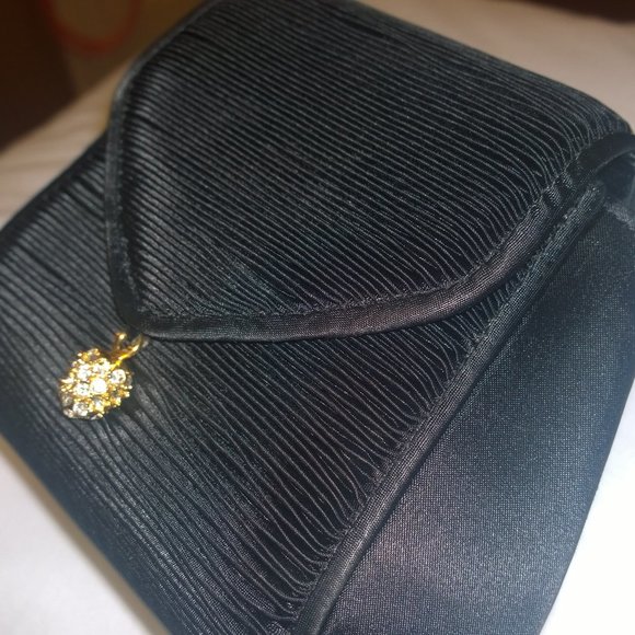 BLACK RHINESTONE EVENING BAG CLUTCH NWOT - Picture 4 of 12